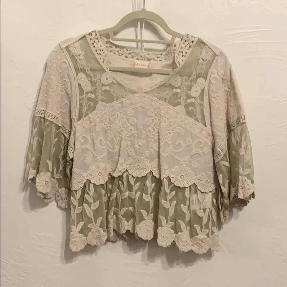 altar’d state embroidered flower mesh top
